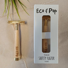 Lataa kuva Galleria-katseluun, Eco&amp;Pop Premium Safety Razor, Maple/Gold
